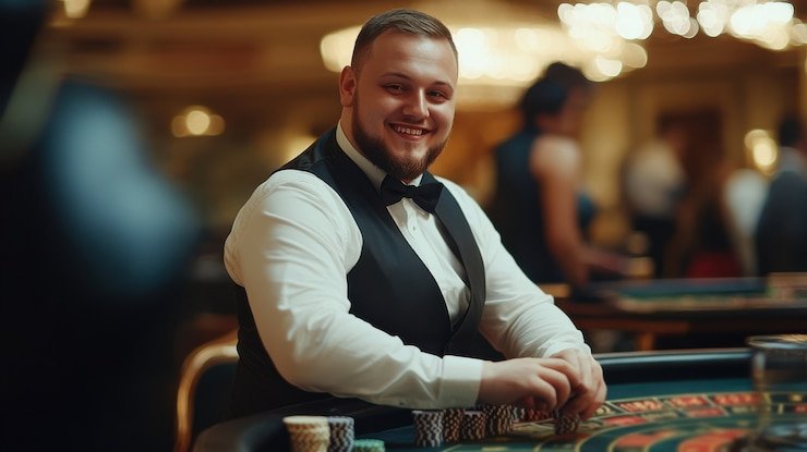 Live casino table with multiple dealers